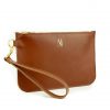 Tan Leather Wristlet Bag