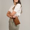 Tan Leather Wristlet Bag