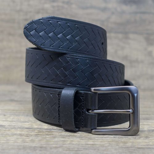 40mm Basket Weave Design Full Grain Real Leather Belt