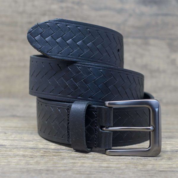 40mm Basket Weave Design Full Grain Real Leather Belt