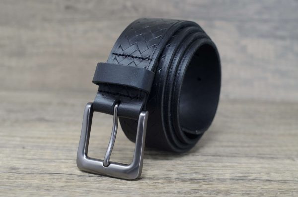 40mm Basket Weave Design Full Grain Real Leather Belt
