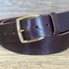 40mm Italian Real Full Grain Mens Leather Belt with Brass Colour Buckle