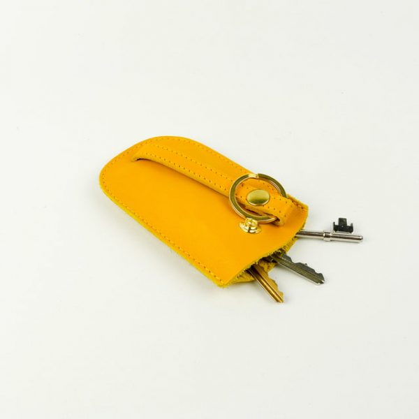 Yellow Leather Bell Key Holder