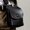 Black Mini-Turnlock Leather Shoulder Bag
