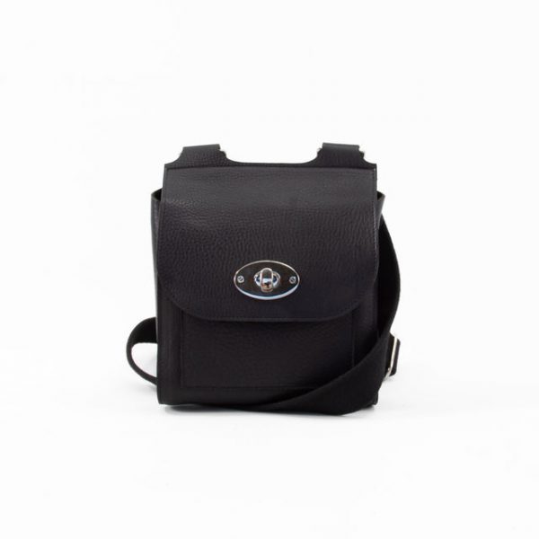 Black Mini-Turnlock Leather Shoulder Bag