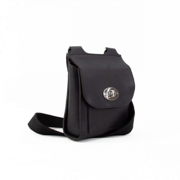 Black Mini-Turnlock Leather Shoulder Bag