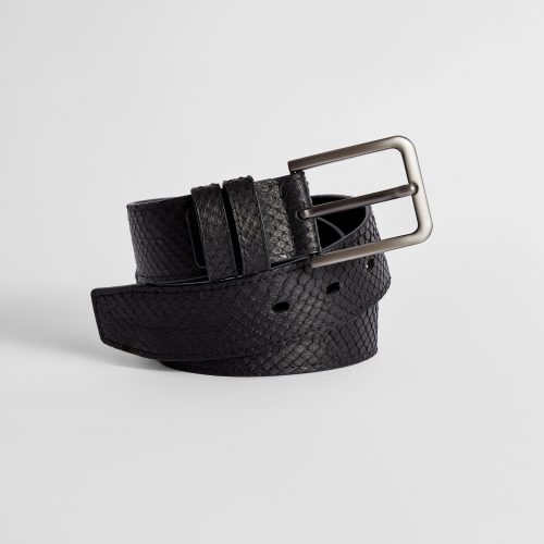 Genuine black python leather strap 40 mm