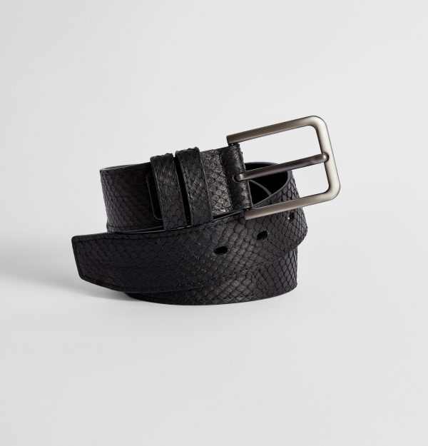 Genuine black python leather strap 40 mm