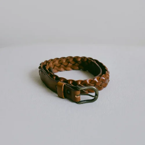 Braided Belt, Leather, Brown