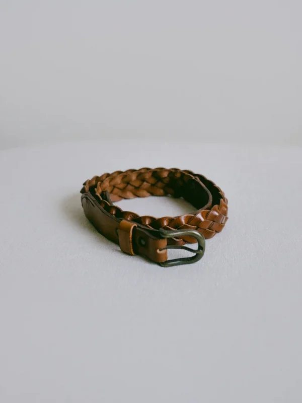 Braided Belt, Leather, Brown