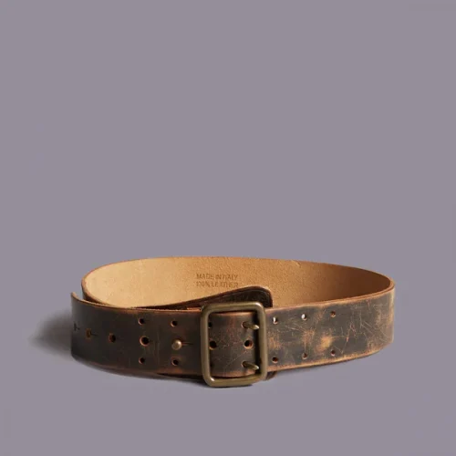 R13 Military double prong belt brown