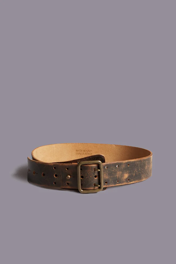 R13 Military double prong belt brown