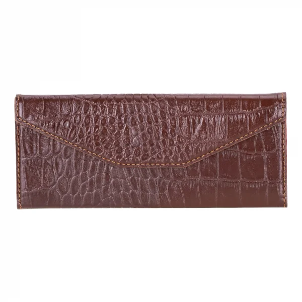 Triangular Leather Glasses Case - Brown Croc Effect