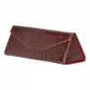 Triangular Leather Glasses Case - Brown Croc Effect